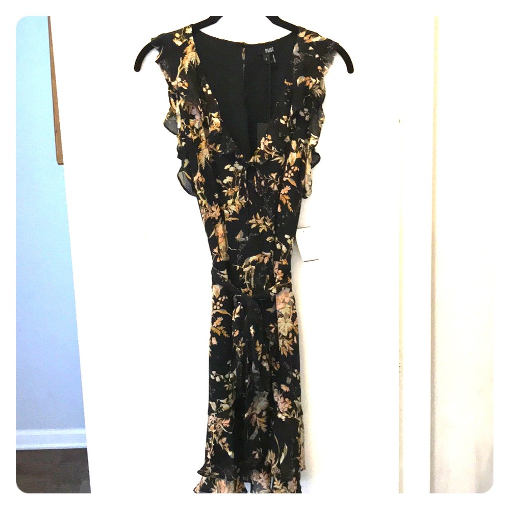 Paige Tia Silk Dress in Black Tropical Toile Print
